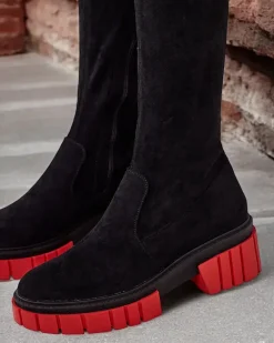 Sale Damskie kozaki za kolano Staroll Kozaki Na Płaskim Obcasie|Kozaki Z Ociepleniem