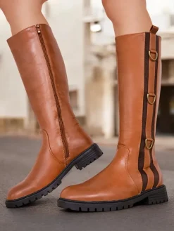 Damskie kozaki Delroz Kozaki Na Płaskim Obcasie|Kozaki Bez Ocieplenia