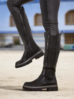 Best Damskie kozaki Delohis Kozaki Na Płaskim Obcasie|Kozaki Bez Ocieplenia