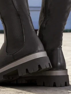 Best Damskie kozaki Delohis Kozaki Na Płaskim Obcasie|Kozaki Bez Ocieplenia