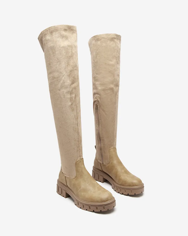 Best Damskie kozaki za kolano w kolorze Liki Kozaki Na Płaskim Obcasie|Kozaki Za Kolano