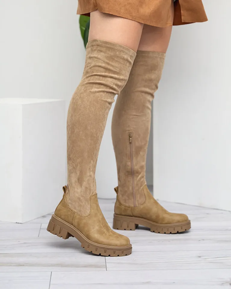 Best Damskie kozaki za kolano w kolorze Liki Kozaki Na Płaskim Obcasie|Kozaki Za Kolano