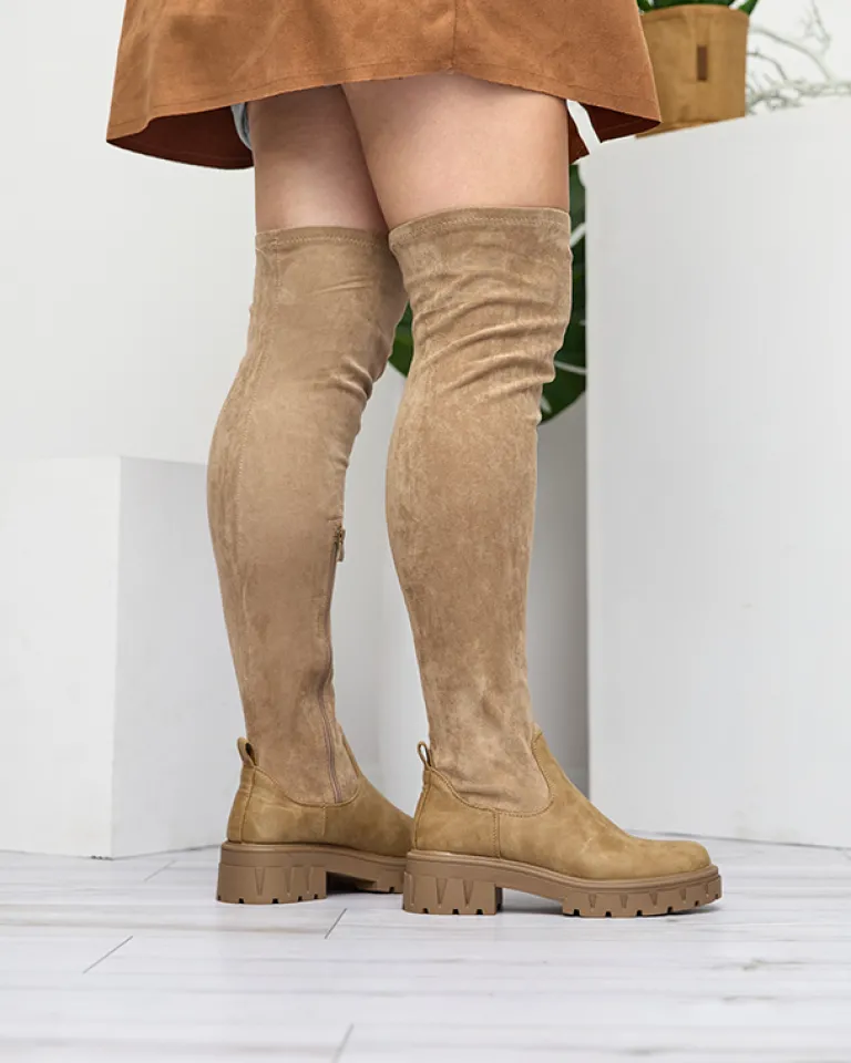Best Damskie kozaki za kolano w kolorze Liki Kozaki Na Płaskim Obcasie|Kozaki Za Kolano