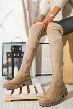 Best Damskie kozaki za kolano w kolorze Liki Kozaki Na Płaskim Obcasie|Kozaki Za Kolano