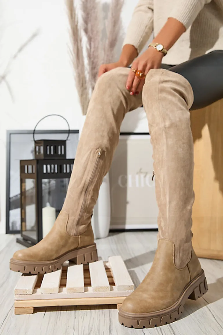 Best Damskie kozaki za kolano w kolorze Liki Kozaki Na Płaskim Obcasie|Kozaki Za Kolano