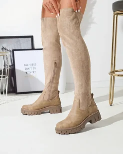 Best Damskie kozaki za kolano w kolorze Liki Kozaki Na Płaskim Obcasie|Kozaki Za Kolano