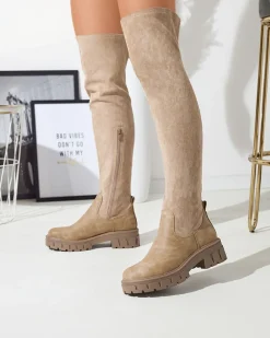 Best Damskie kozaki za kolano w kolorze Liki Kozaki Na Płaskim Obcasie|Kozaki Za Kolano