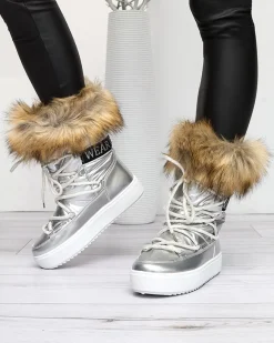 Damskie lakierowane buty a'la śniegowce w m kolorze Fursav Śniegowce