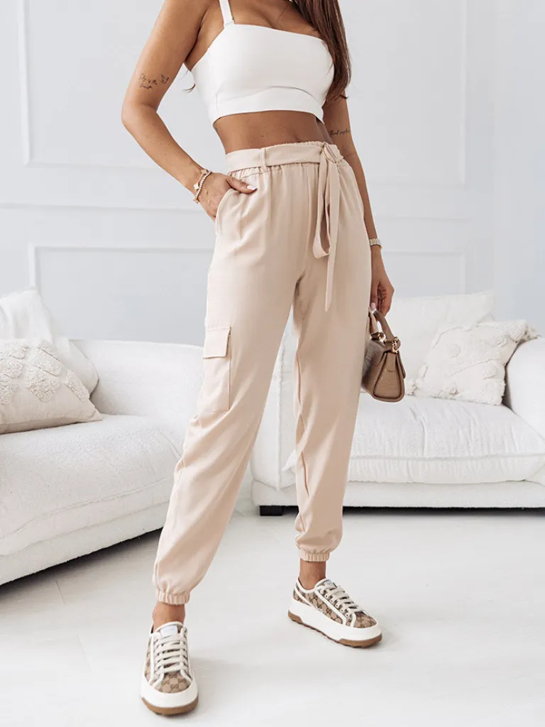 Damskie materiałowe spodnie typu bojówki Spodnie Cargo|Spodnie Materiałowe