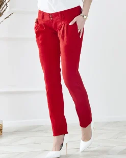 Hot Damskie materiałowe spodnie z niskim stanem w m kolorze Spodnie Materiałowe