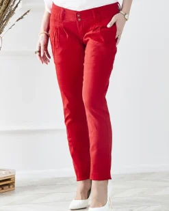 Hot Damskie materiałowe spodnie z niskim stanem w m kolorze Spodnie Materiałowe