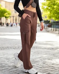 Outlet Damskie materiałowe spodnie typu bojówki Spodnie Cargo|Spodnie Materiałowe