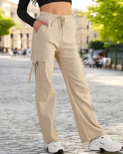 Discount Damskie materiałowe spodnie typu bojówki Spodnie Cargo|Spodnie Materiałowe