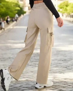 Discount Damskie materiałowe spodnie typu bojówki Spodnie Cargo|Spodnie Materiałowe