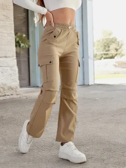 Discount Damskie materiałowe spodnie typu bojówki Spodnie Materiałowe|Spodnie Cargo
