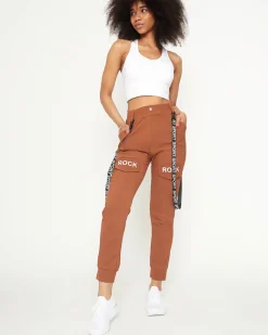 Hot Damskie materiałowe spodnie typu bojówki z szelkami w kolorze Spodnie Cargo|Spodnie Dresowe