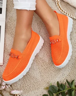 Sale Damskie materiałowe mokasyny ze złotą ozdobą Erticae Mokasyny Na Płaskiej Podeszwie|Espadryle Płaskie