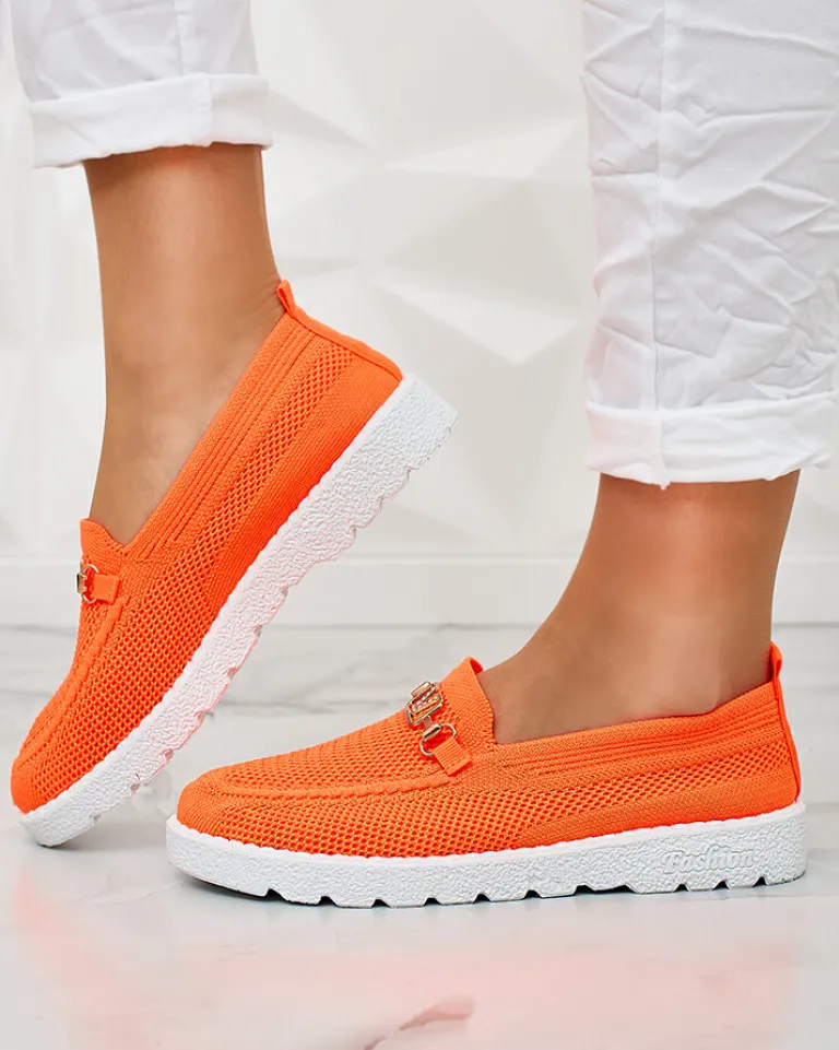 Sale Damskie materiałowe mokasyny ze złotą ozdobą Erticae Mokasyny Na Płaskiej Podeszwie|Espadryle Płaskie