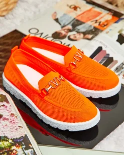 Sale Damskie materiałowe mokasyny ze złotą ozdobą Erticae Mokasyny Na Płaskiej Podeszwie|Espadryle Płaskie