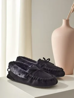 Clearance Damskie mokasyny z futerkiem Ahtikes Mokasyny Na Płaskiej Podeszwie