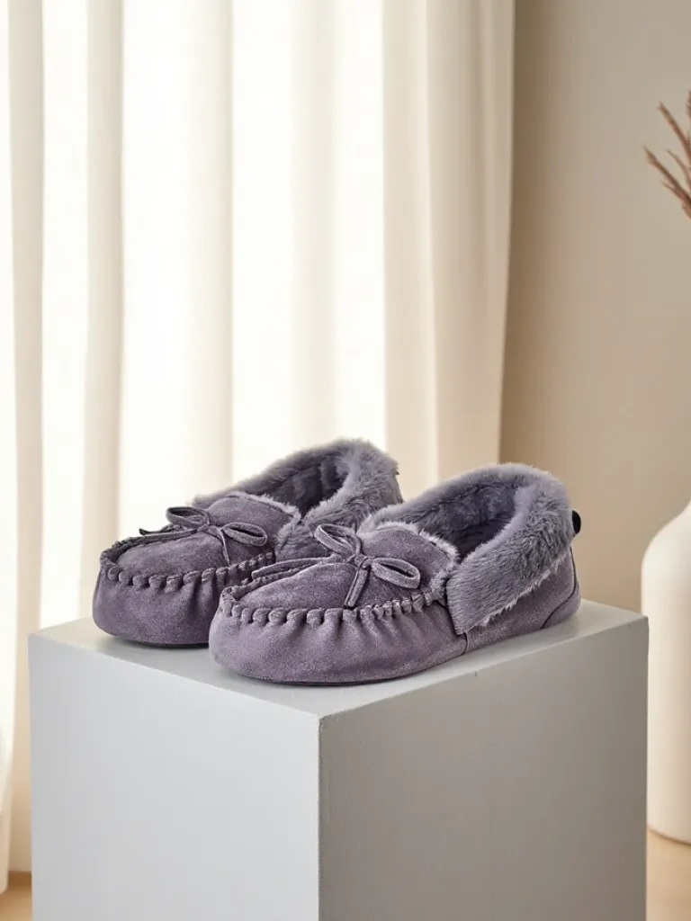 Best Damskie mokasyny z futerkiem Ahtikes Mokasyny Na Płaskiej Podeszwie
