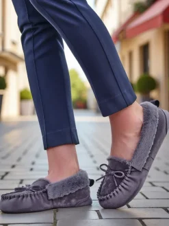 Best Damskie mokasyny z futerkiem Ahtikes Mokasyny Na Płaskiej Podeszwie