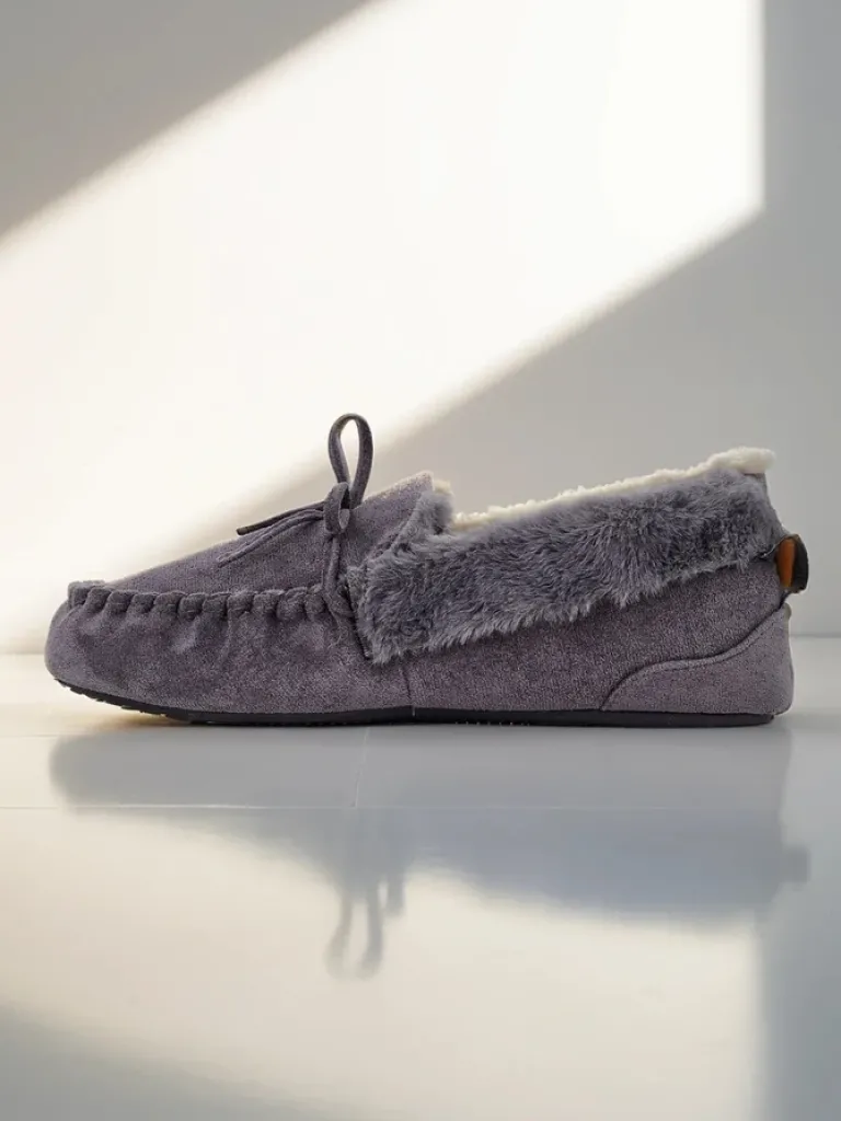 Best Damskie mokasyny z futerkiem Ahtikes Mokasyny Na Płaskiej Podeszwie