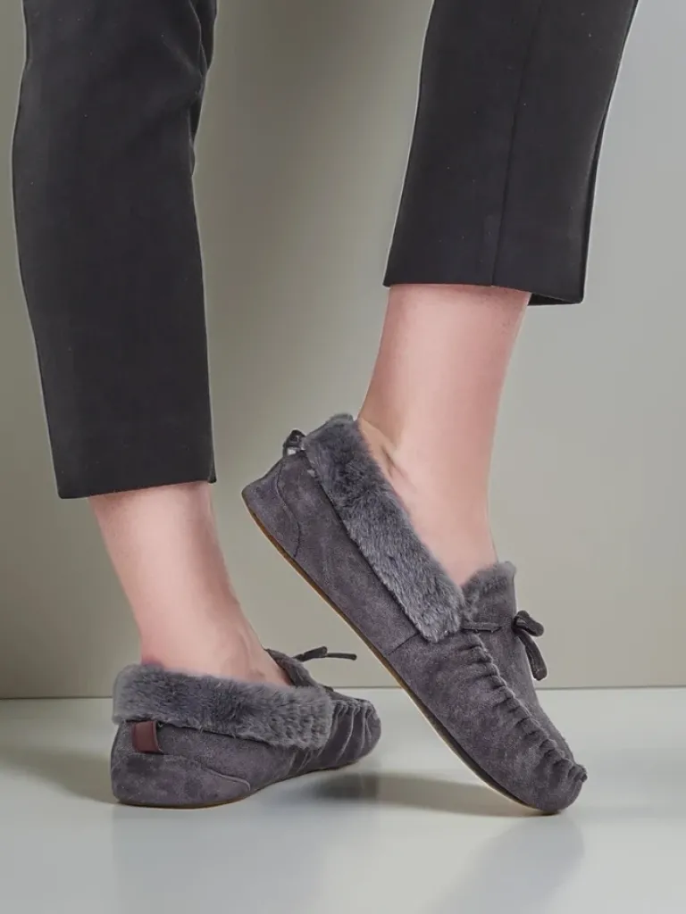 Best Damskie mokasyny z futerkiem Ahtikes Mokasyny Na Płaskiej Podeszwie