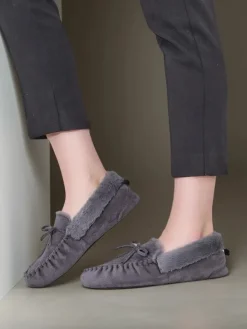 Best Damskie mokasyny z futerkiem Ahtikes Mokasyny Na Płaskiej Podeszwie