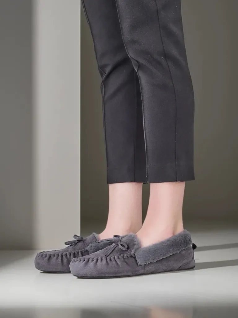 Best Damskie mokasyny z futerkiem Ahtikes Mokasyny Na Płaskiej Podeszwie