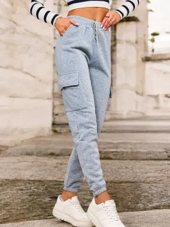 Best Damskie ocieplane spodnie typu bojówki Spodnie Cargo|Spodnie Materiałowe