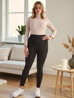 Best Damskie ocieplane spodnie typu tregginsy PLUS SIZE Legginsy / Tregginsy|Plus Size