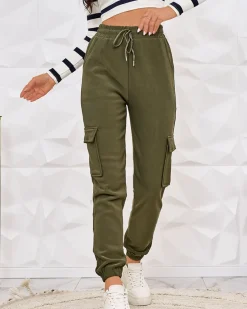 Sale Damskie ocieplane spodnie typu bojówki Spodnie Materiałowe