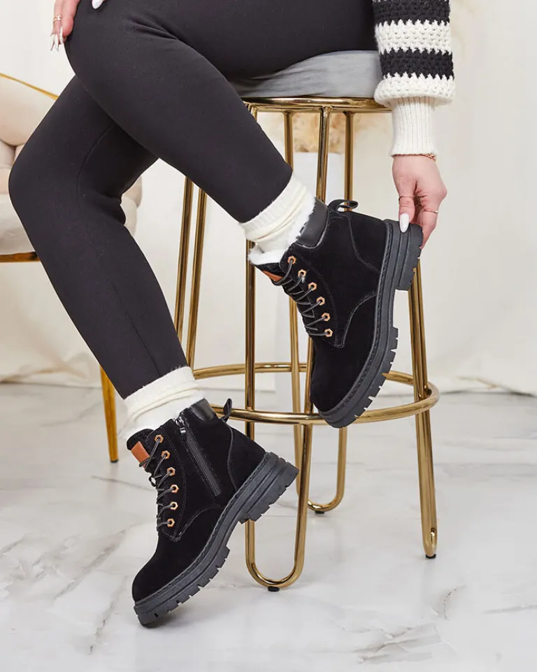 New Damskie ocieplane botki typu trapery w kolorze m Radoras Trapery|Botki Z Delikatnym Ociepleniem