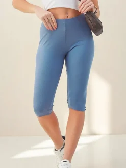 Best Damskie prążkowane legginsy z bawełny 3/4 Spodenki 3/4|Krótkie Spodenki