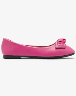 Outlet Damskie różowe baleriny z ozdobą na nosku Caxien Baleriny Klasyczne