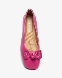 Outlet Damskie różowe baleriny z ozdobą na nosku Caxien Baleriny Klasyczne