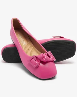 Outlet Damskie różowe baleriny z ozdobą na nosku Caxien Baleriny Klasyczne