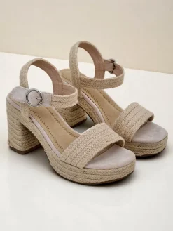 Outlet Damskie sandały ze sznurka jutowego Alabamma Sandały Na Słupku