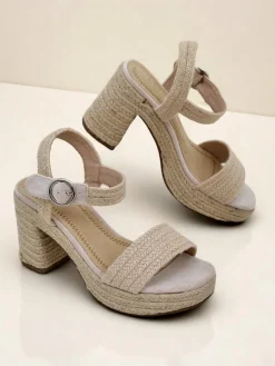 Outlet Damskie sandały ze sznurka jutowego Alabamma Sandały Na Słupku