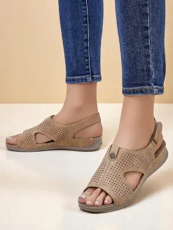 Sale Damskie sandały ażurowe Leminni Sandały Płaskie