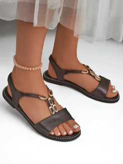 Discount Damskie sandały z ozdobnymi paseczkami Siena Glow Sandały Na Koturnie