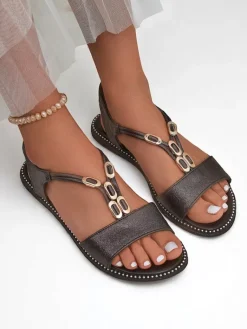 Discount Damskie sandały z ozdobnymi paseczkami Siena Glow Sandały Na Koturnie