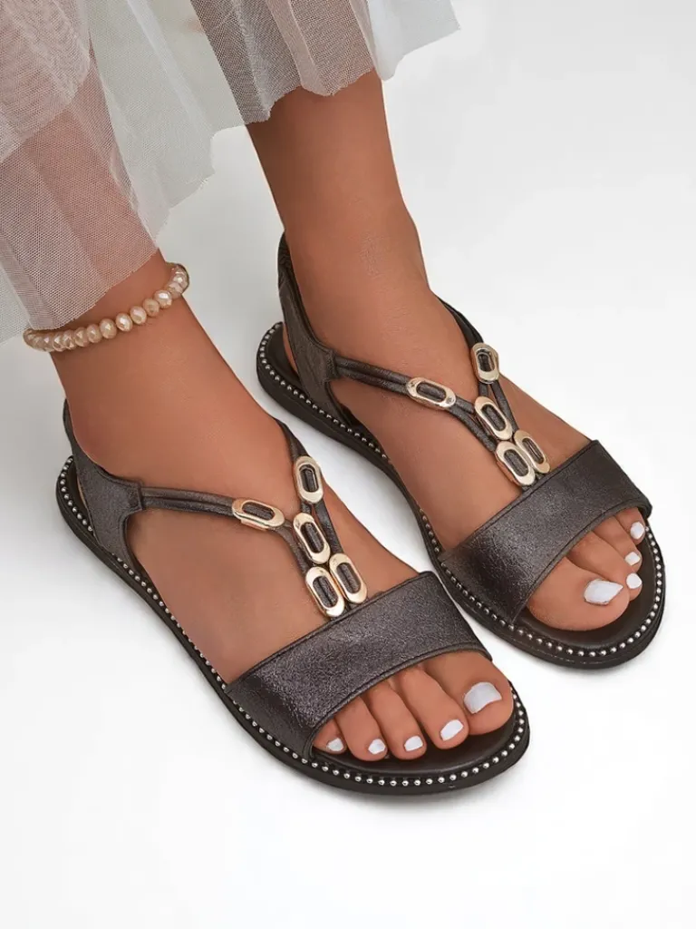 Discount Damskie sandały z ozdobnymi paseczkami Siena Glow Sandały Na Koturnie