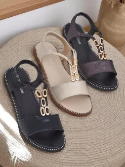 Discount Damskie sandały z ozdobnymi paseczkami Siena Glow Sandały Na Koturnie