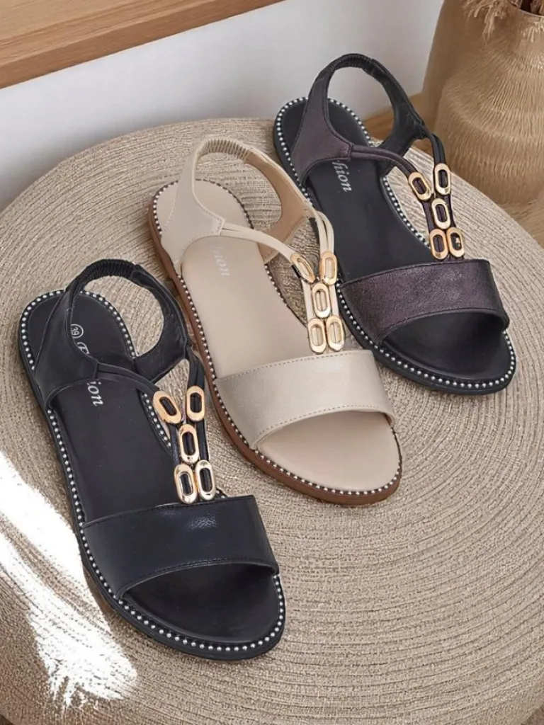 Discount Damskie sandały z ozdobnymi paseczkami Siena Glow Sandały Na Koturnie