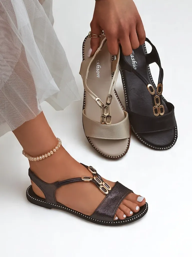 Discount Damskie sandały z ozdobnymi paseczkami Siena Glow Sandały Na Koturnie