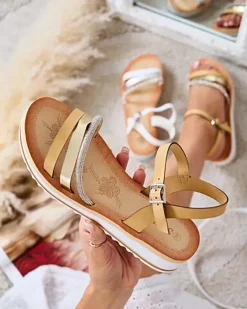 Sale Damskie sandały Elaizz Sandały Płaskie