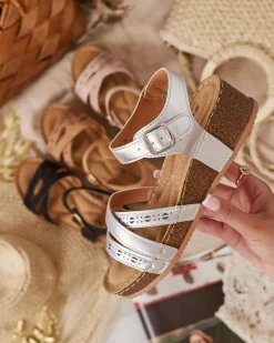 Best Damskie sandałki na koturnie River Klapki Płaskie