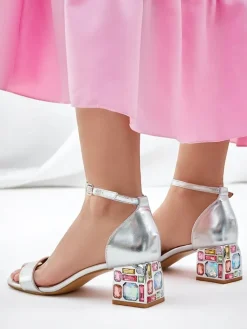 Discount Damskie sandały z ozdobnym obcasem Ballou Buty Na Wielkie Wyjście|Sandały Na Słupku